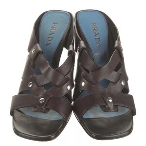 PRADA Leather Slides Brown Multistrap Size 40 USA Fits like 9